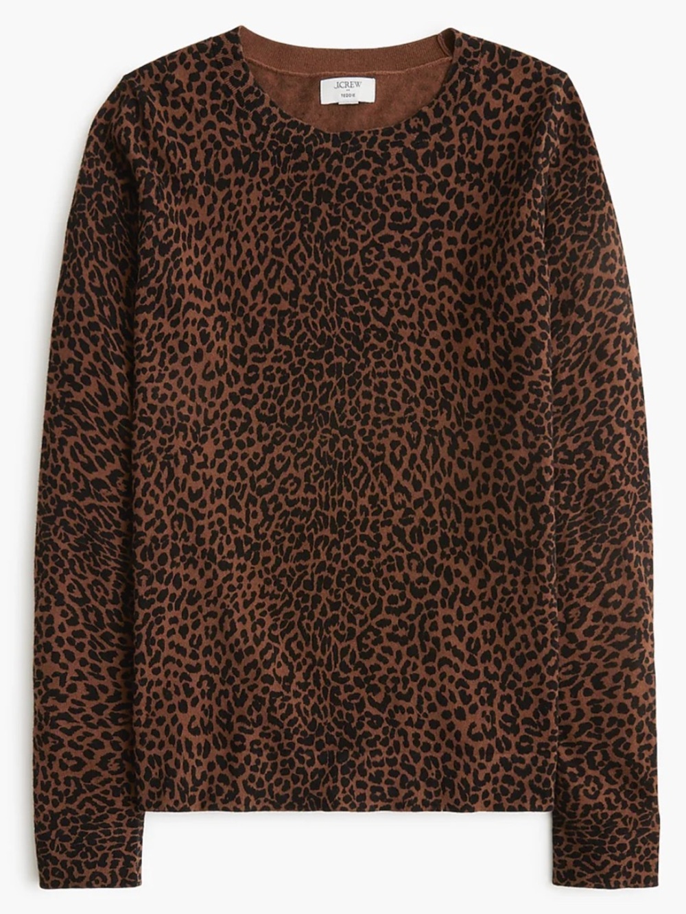 J. Crew Brown & Black Leopard-Print Crewneck Sweater